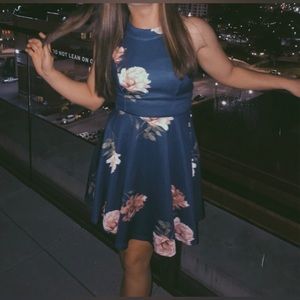 High neck floral dress